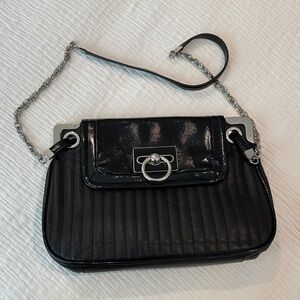 Ann Taylor Black shoulder Bag with Silver Accents